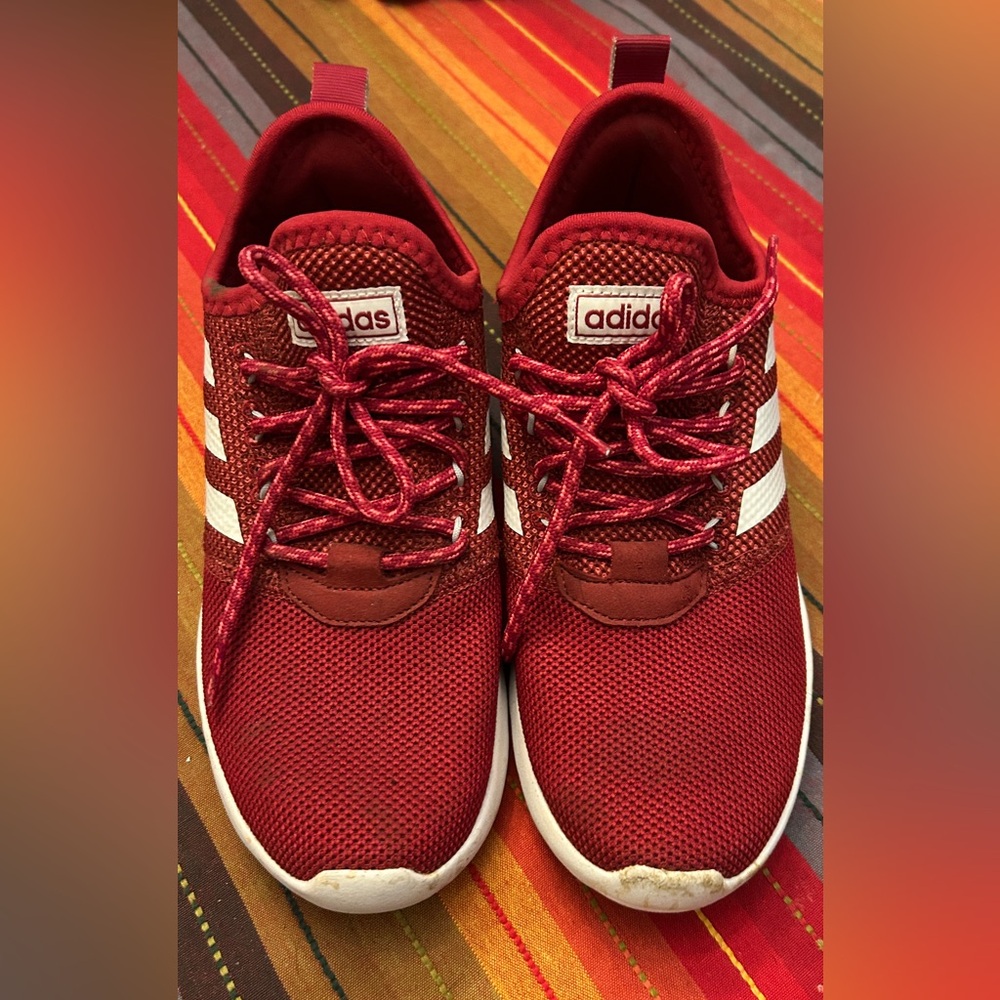adidas Red Athletic Sneakers with White Stripes